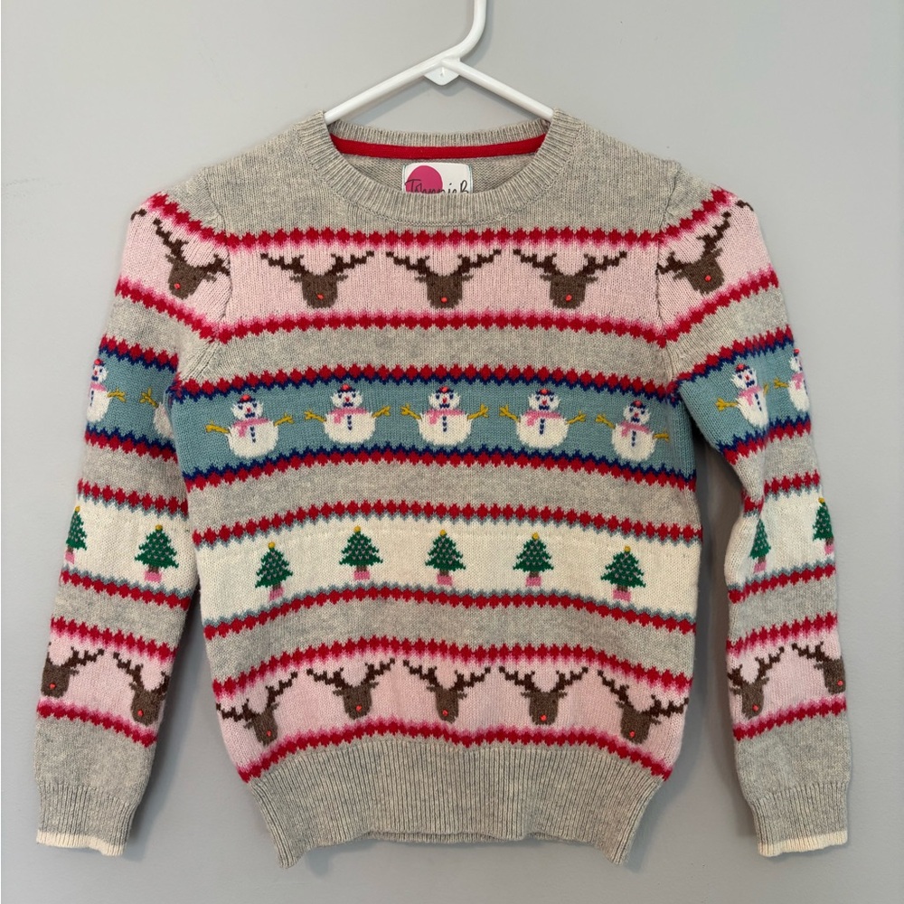 Mini Boden Fair Isle Festive Sweater, girls size 9-10